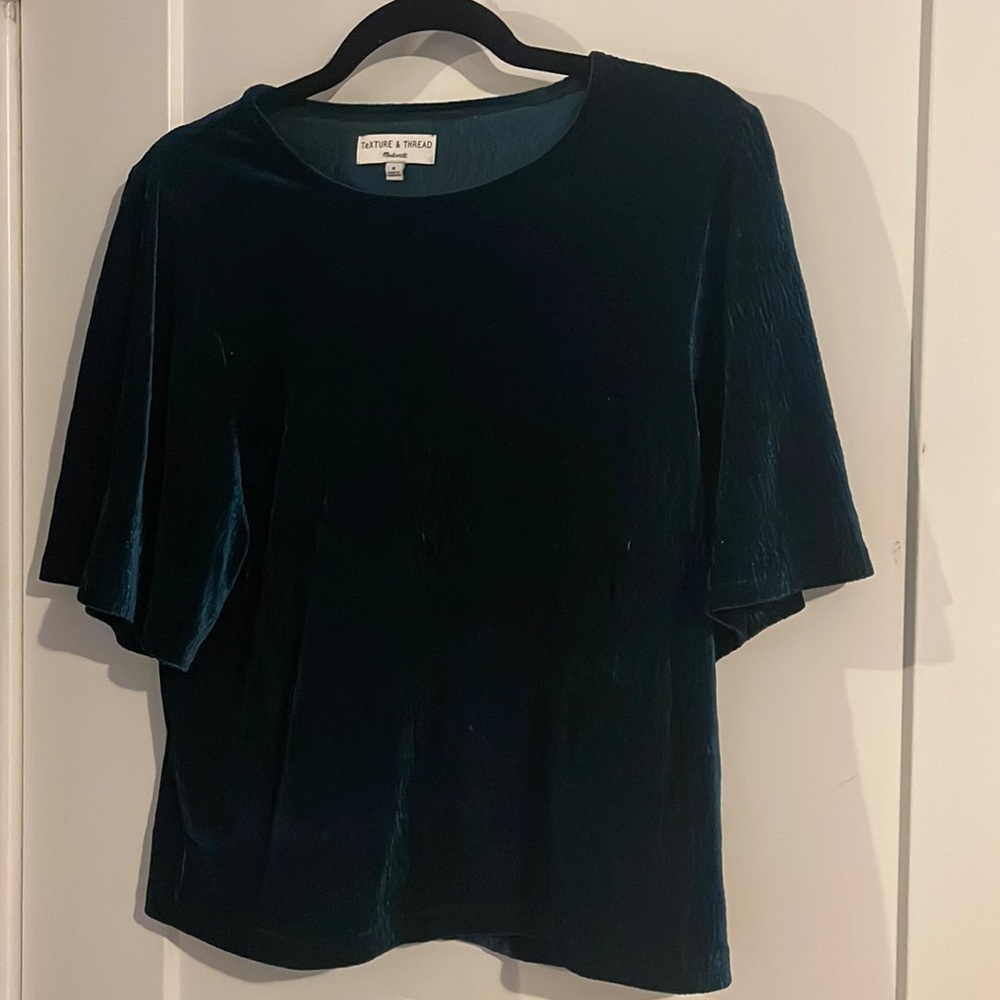 Madewell green velvet top